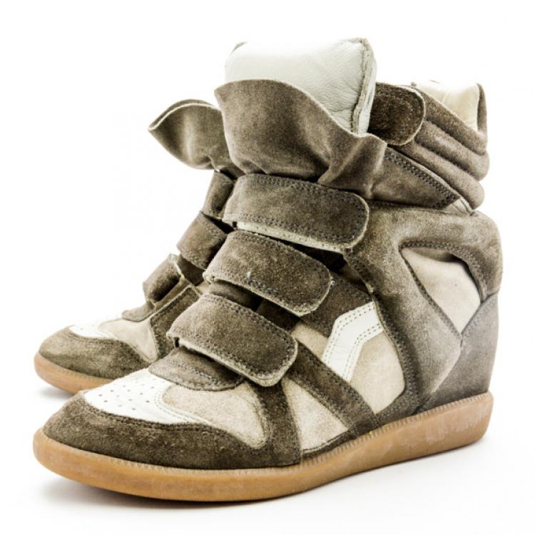 مملوكة مسبقًا Isabel Marant Beige Bekett Wedge Sneakers Size 37