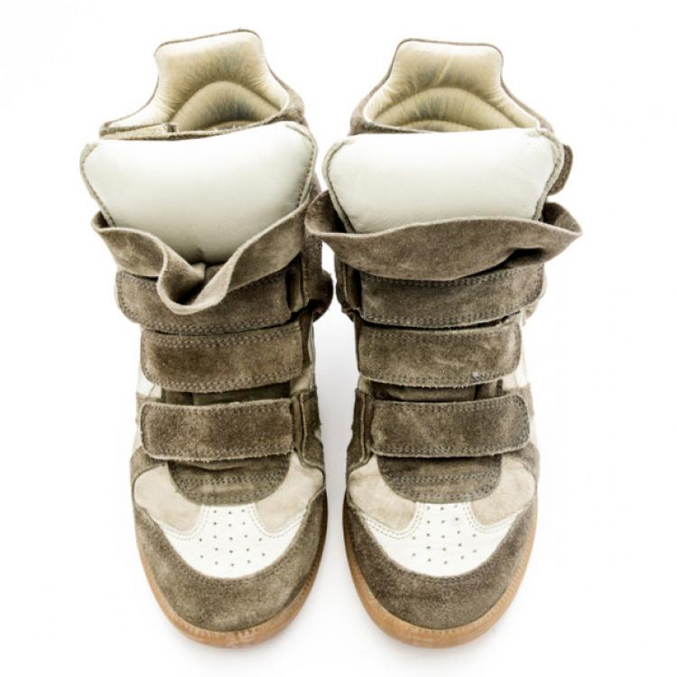 مملوكة مسبقًا Isabel Marant Beige Bekett Wedge Sneakers Size 37
