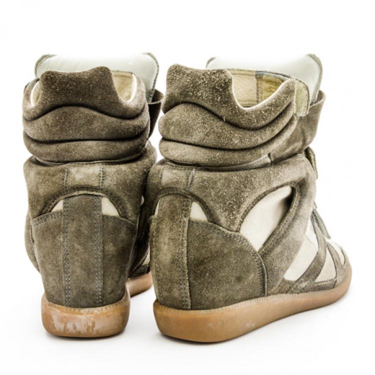 مملوكة مسبقًا Isabel Marant Beige Bekett Wedge Sneakers Size 37