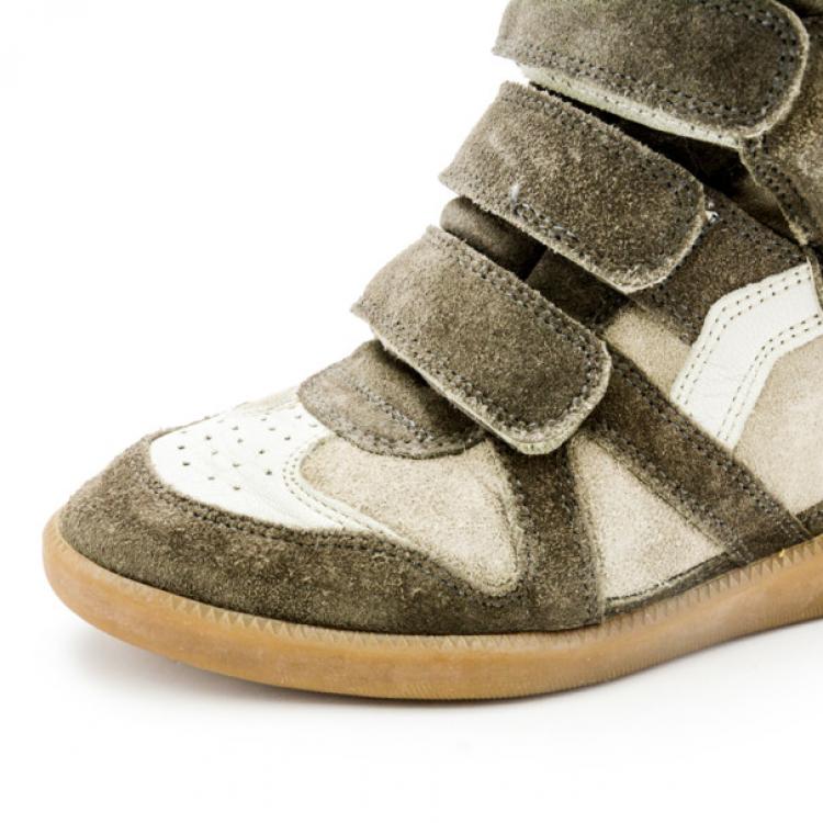 مملوكة مسبقًا Isabel Marant Beige Bekett Wedge Sneakers Size 37