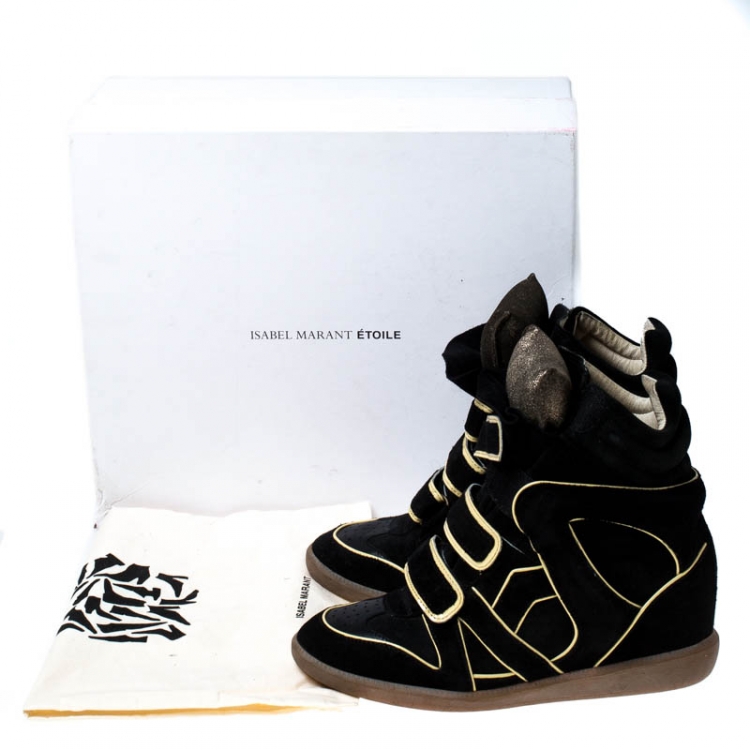 Pre Owned Isabel Marant Black Suede Leather Bekett Sneakers Size 38