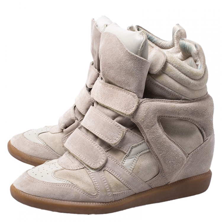 Isabel Marant Grey Suede Bekett Wedge High Top Sneakers Size 38
