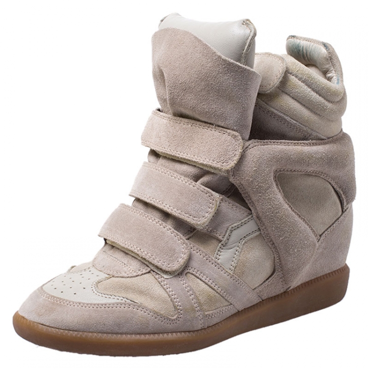 Isabel Marant Grey Suede Bekett Wedge High Top Sneakers Size 38