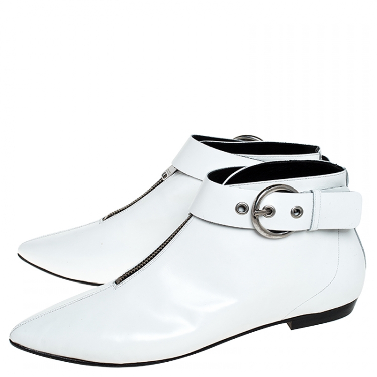 Pre Owned Isabel Marant White Leather Rilows Ankle Boots Size 40