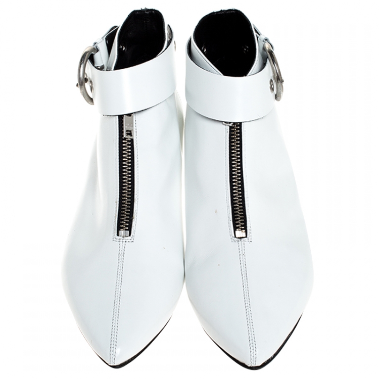 Pre Owned Isabel Marant White Leather Rilows Ankle Boots Size 40