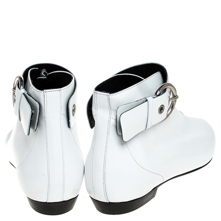 Pre Owned Isabel Marant White Leather Rilows Ankle Boots Size 40