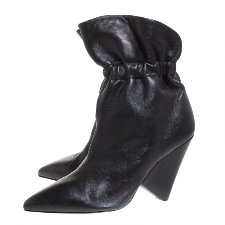 Pre Owned Isabel Marant Black Leather Lileas Pointed Toe Boots Size 38