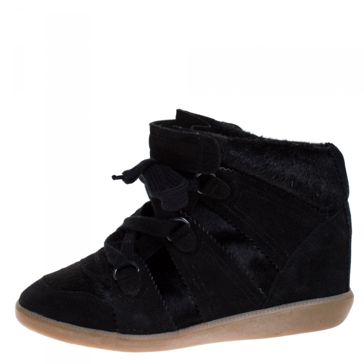 At understrege Kan beregnes Fiasko Isabel Marant Black Suede And Pony Hair Bobby Wedge Sneakers Size 37 Isabel  Marant | TLC