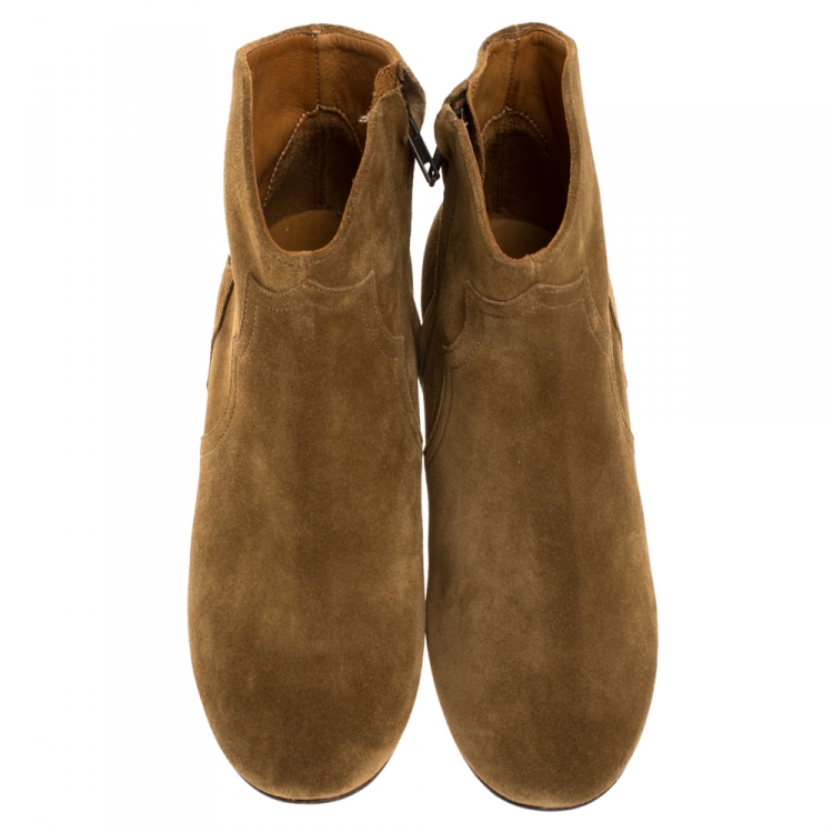 Pre Owned Isabel Marant KhakI Suede Dicker Ankle Boots Size 37