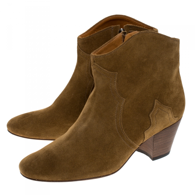 Pre Owned Isabel Marant KhakI Suede Dicker Ankle Boots Size 37