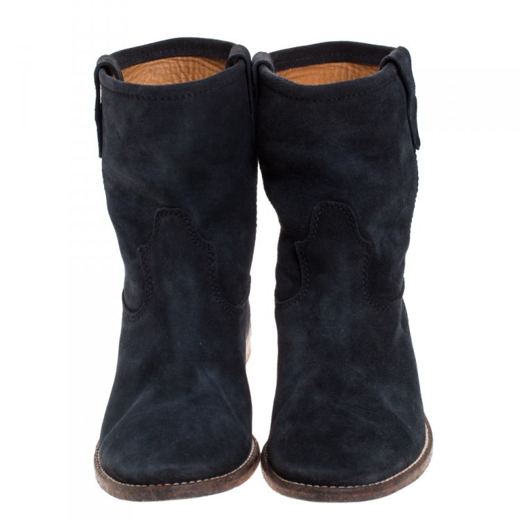 Pre Owned Isabel Marant Blue Suede Cluster Ankle Boots Size 37