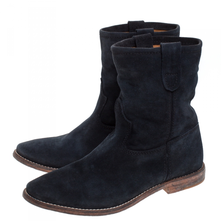 Pre Owned Isabel Marant Blue Suede Cluster Ankle Boots Size 37