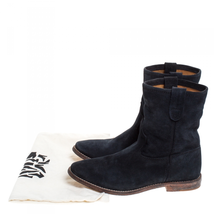 Pre Owned Isabel Marant Blue Suede Cluster Ankle Boots Size 37