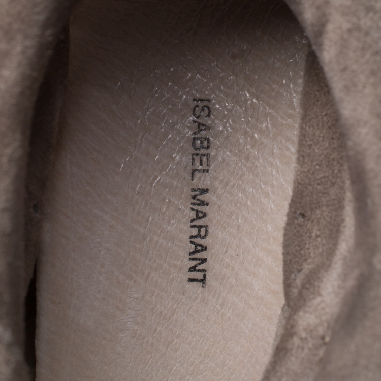 Pre Owned Isabel Marant Grey Suede Leather Bobby Wedge Lace Up Sneakers Size 38