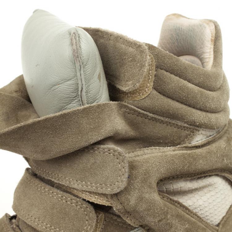 Pre Owned Isabel Marant Beige Bekett Wedge Sneakers Size 38