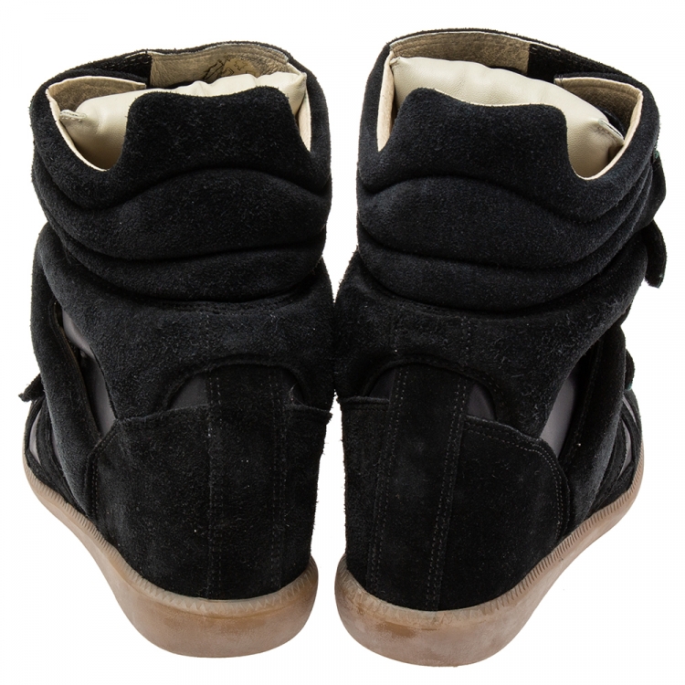 Pre Owned Isabel Marant Black Suede and Leather Bekett Wedge Sneakers Size 41