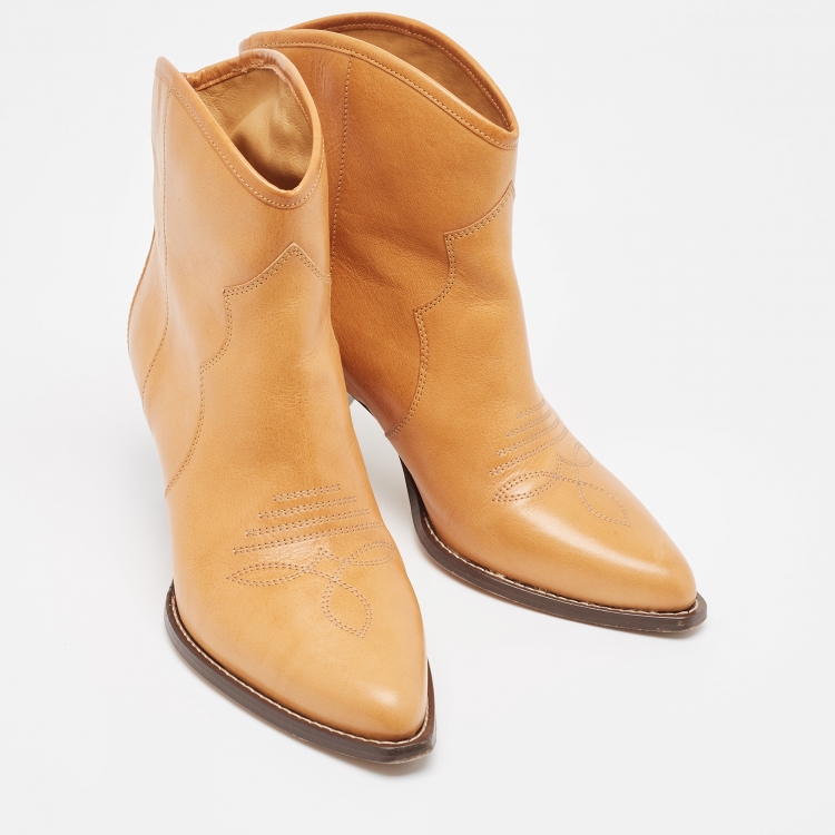 Pre Owned Isabel Marant Tan Leather Feminine Santia Cowboy Boots Size 40