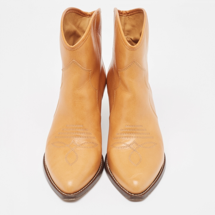 Pre Owned Isabel Marant Tan Leather Feminine Santia Cowboy Boots Size 40