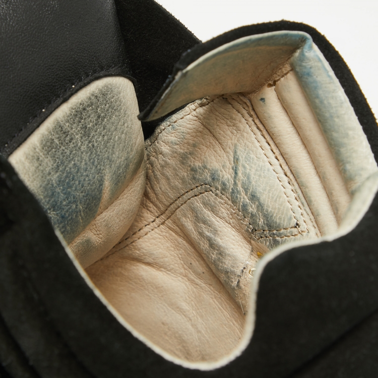 Pre Owned Isabel Marant Black Leather and Suede Over Basket Wedge High Top Sneakers Size 39