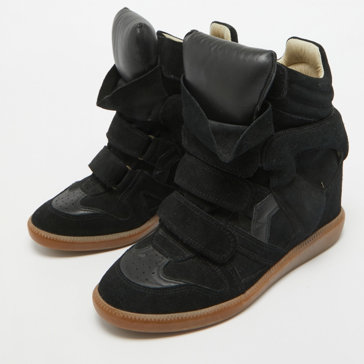 Pre Owned Isabel Marant Black Suede And Leather Bekett High Top Sneakers Size 38