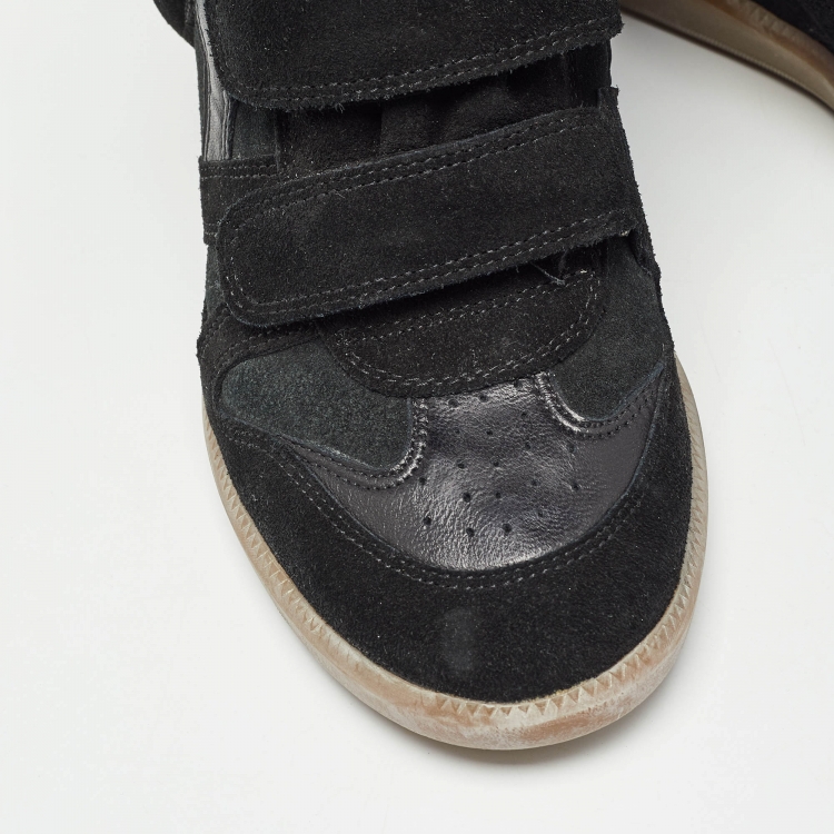 مملوكة مسبقًا Isabel Marant Black Suede and Leather Bekett Wedge Sneakers Size 39