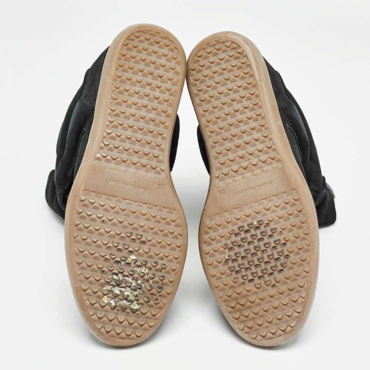 مملوكة مسبقًا Isabel Marant Black Suede and Leather Bekett Wedge Sneakers Size 39