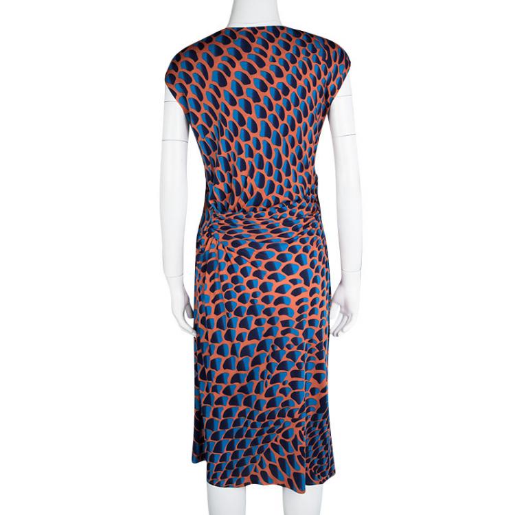 Pre Owned Issa Multicolour Printed Draped Sunset Jersey Dress L