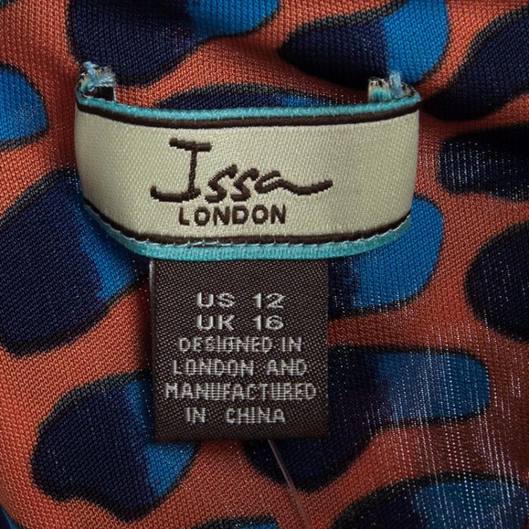 Pre Owned Issa Multicolour Printed Draped Sunset Jersey Dress L