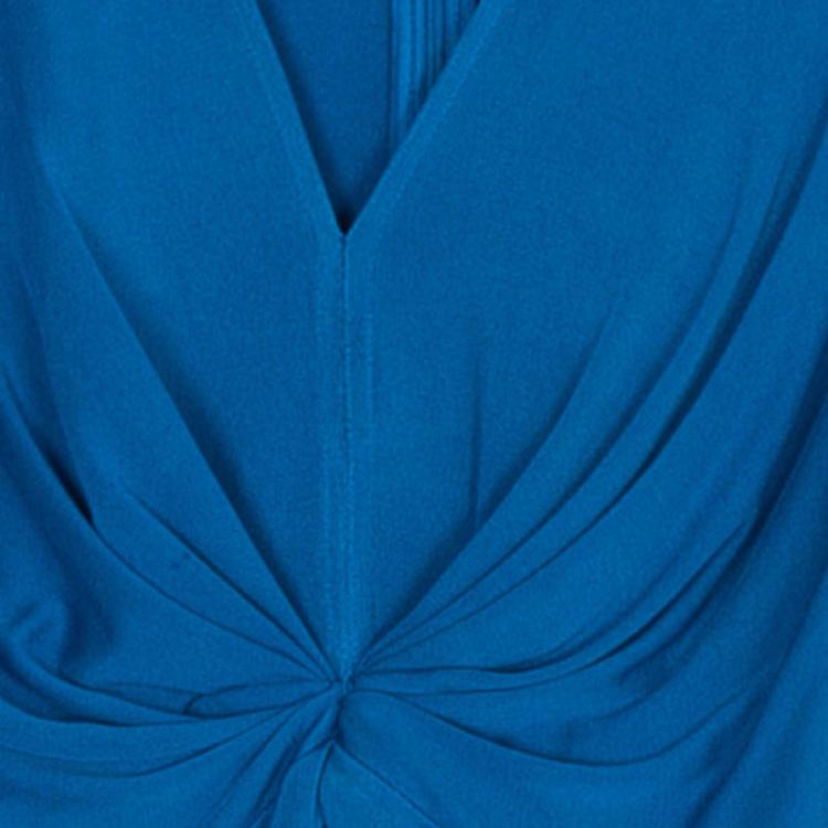 Pre Owned Issa Blue Silk Jersey Draped Maxi Dress S