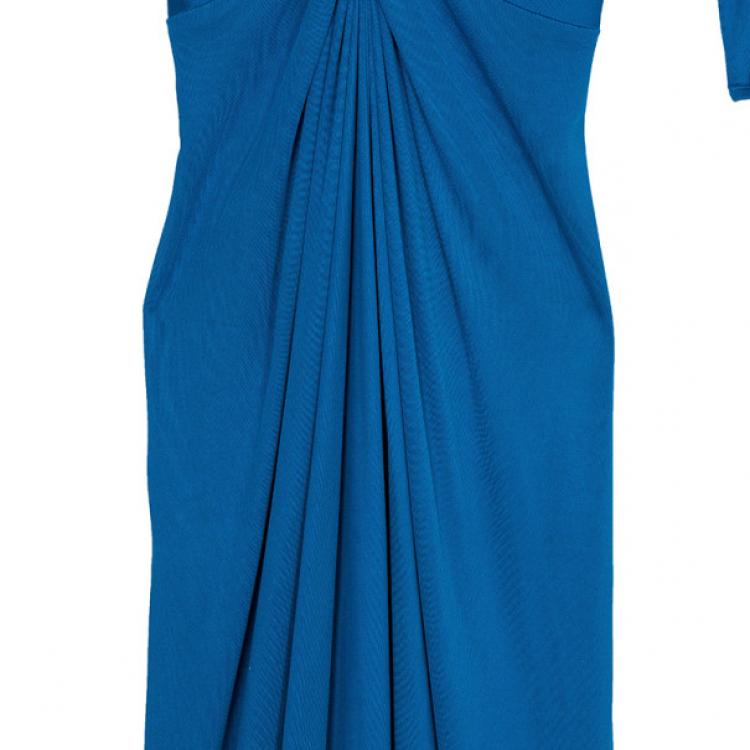 Pre Owned Issa Blue Silk Jersey Draped Maxi Dress S