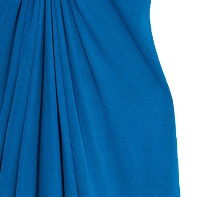 Pre Owned Issa Blue Silk Jersey Draped Maxi Dress S