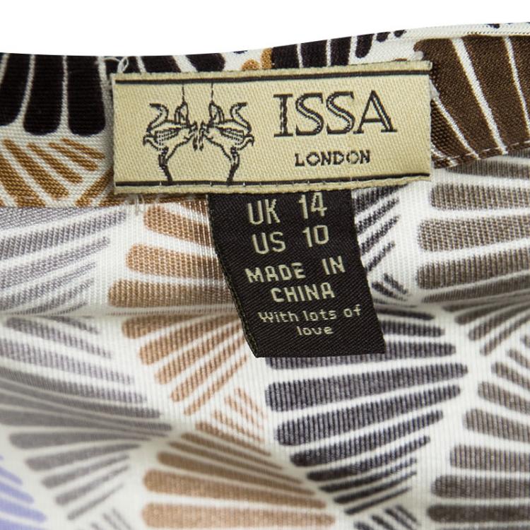Pre Owned Issa Multicolor Printed Tie Waist Detail Long Sleeve Top L