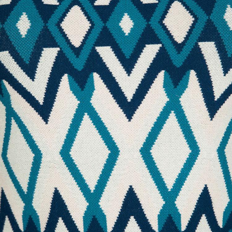 Pre Owned Issa Multicolor Knit Diamond Pattern Sleeveless Fit and Flare Dress S
