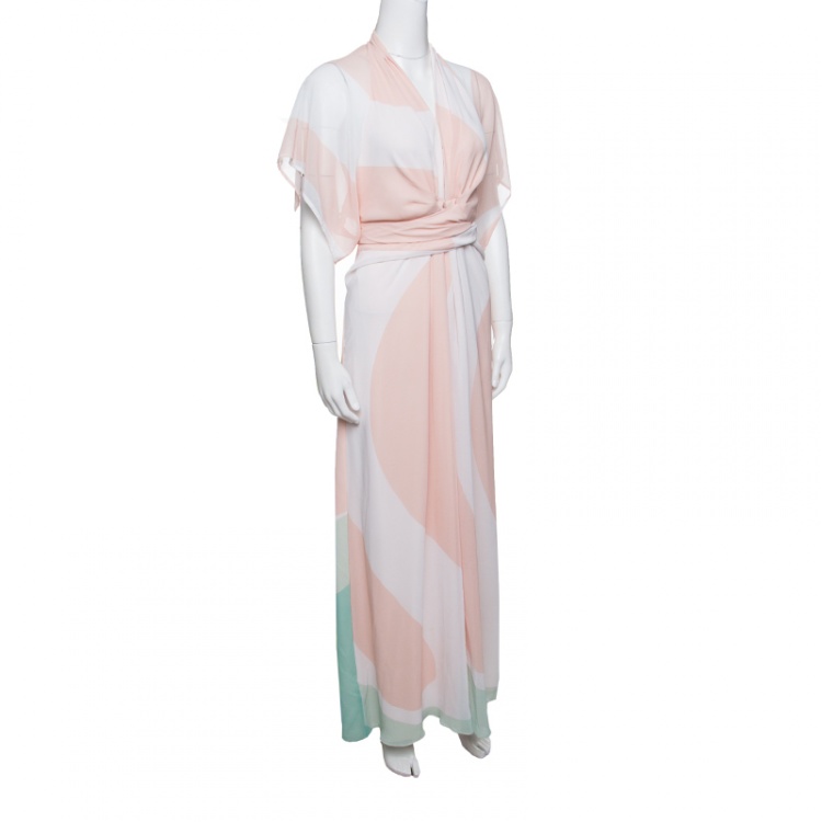 Pre Owned Issa Pollyanna Multicolor Printed Chiffon Maxi Dress S