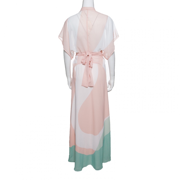 Pre Owned Issa Pollyanna Multicolor Printed Chiffon Maxi Dress S
