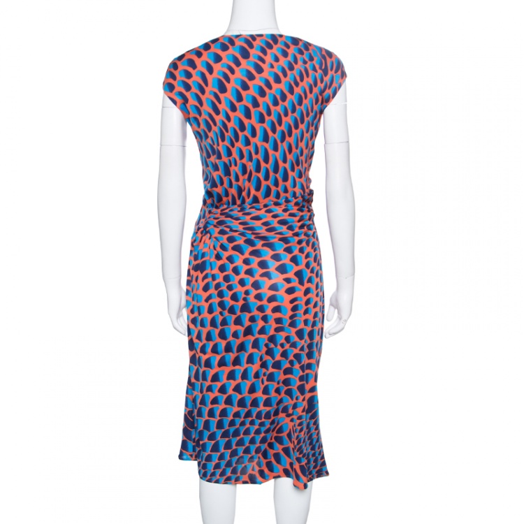 Pre Owned Issa Multicolour Printed Draped Sunset Jersey Dress L