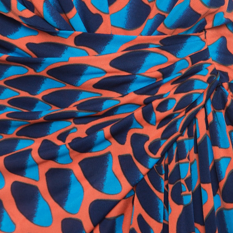 Pre Owned Issa Multicolour Printed Draped Sunset Jersey Dress L
