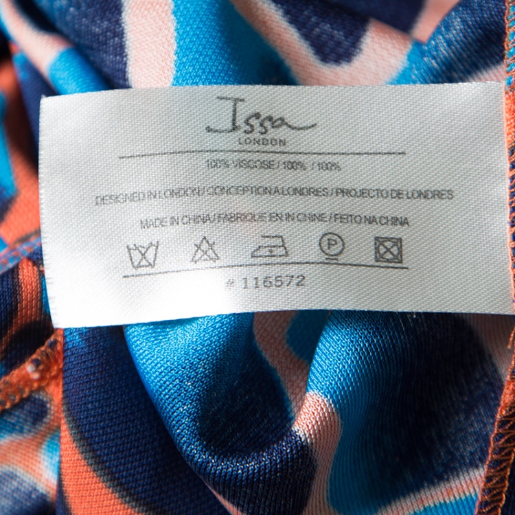Pre Owned Issa Multicolour Printed Draped Sunset Jersey Dress L