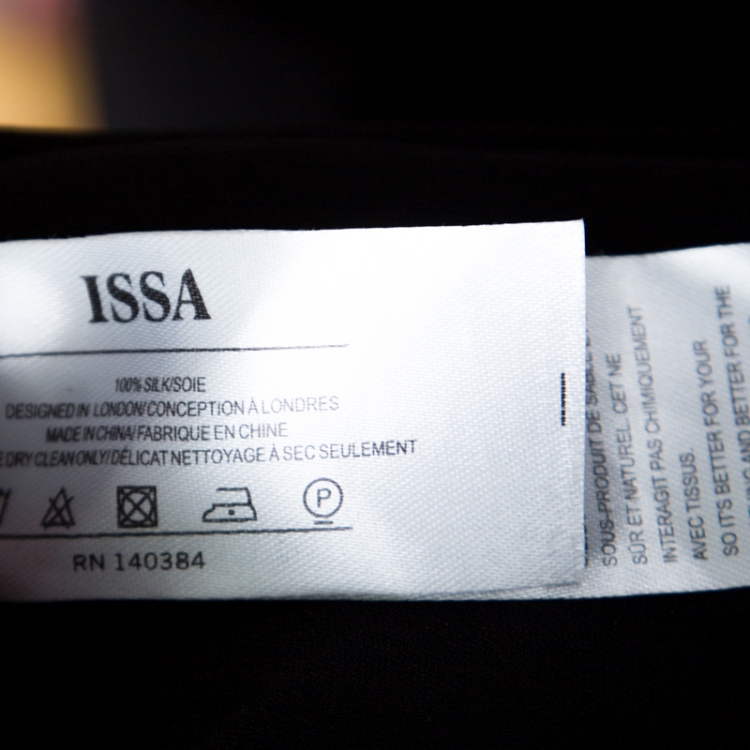 Pre Owned Issa Black Contrast Plisse Panel Detail Vanka Heavy Double Georgette Maxi Dress M