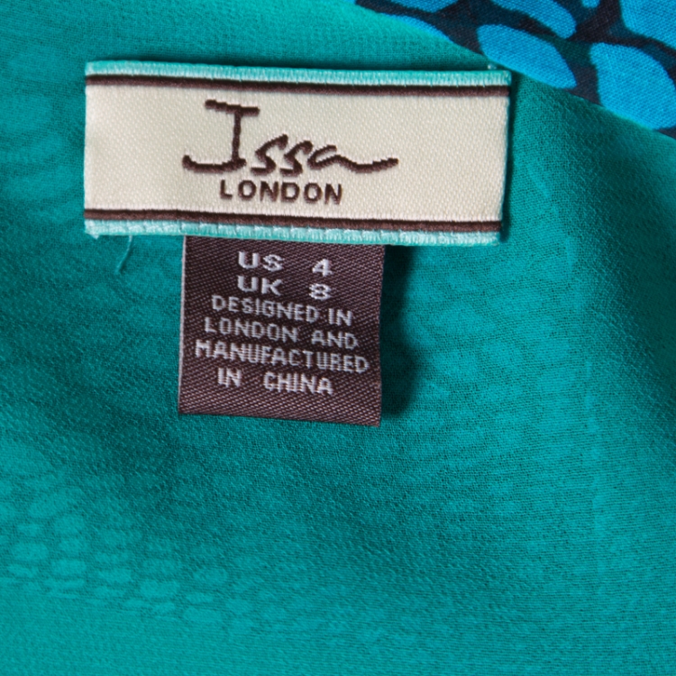 Pre Owned Issa Multicolor Snake Scale Printed Silk Tie Detail Kaftan S