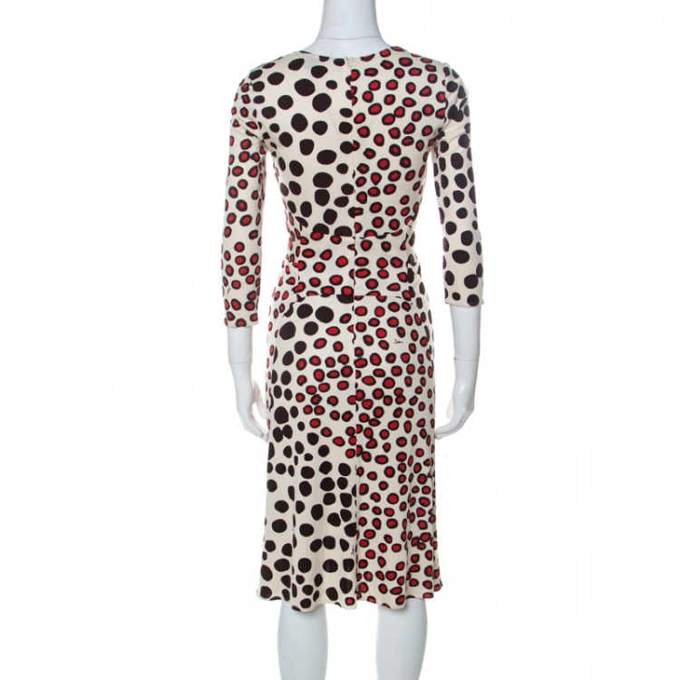 Pre Owned Issa Multicolor Printed Silk Jersey Knot Front Detail Midi Dress M 
