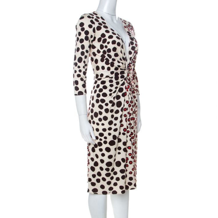 Pre Owned Issa Multicolor Printed Silk Jersey Knot Front Detail Midi Dress M 