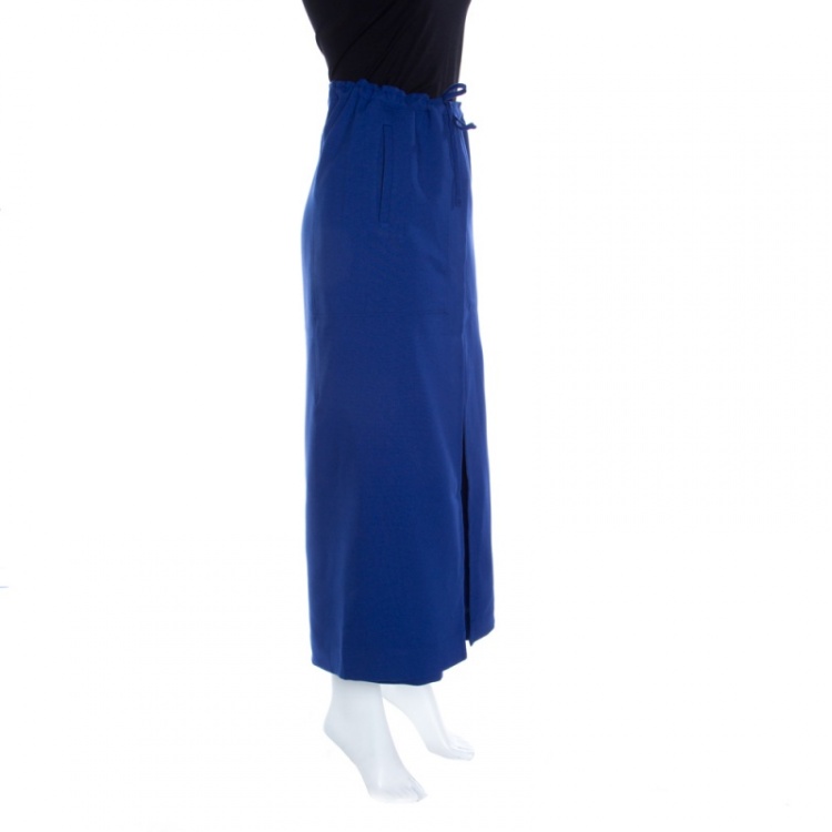 Pre Owned Issey Miyake Blue Split Tie Front Elasticized Waist Loose Pants S