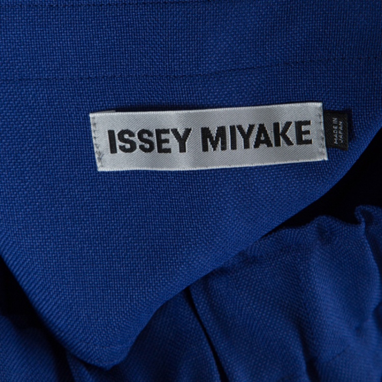 Pre Owned Issey Miyake Blue Split Tie Front Elasticized Waist Loose Pants S