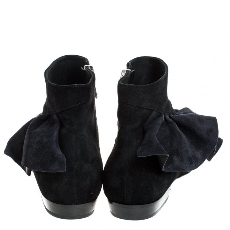 Pre Owned J.W.Anderson Black Suede Leather Frill Detail Ankle Boots Size 39