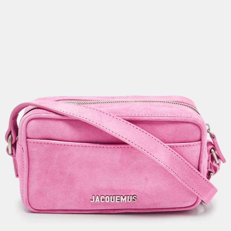 Pre Owned Jacquemus Pink Suede Le Baneto Crossbody Bag