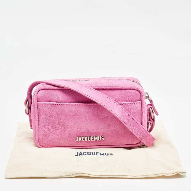 Pre Owned Jacquemus Pink Suede Le Baneto Crossbody Bag