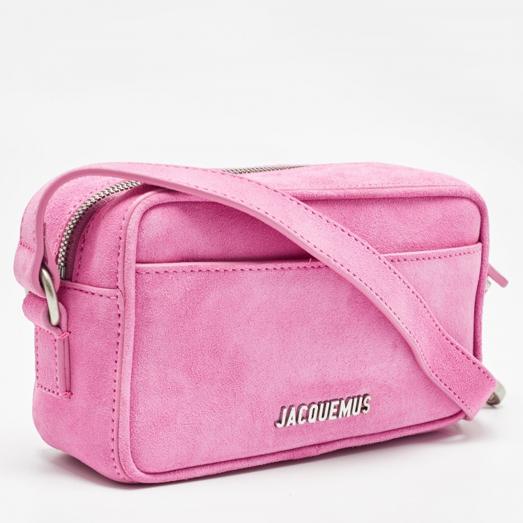 Pre Owned Jacquemus Pink Suede Le Baneto Crossbody Bag