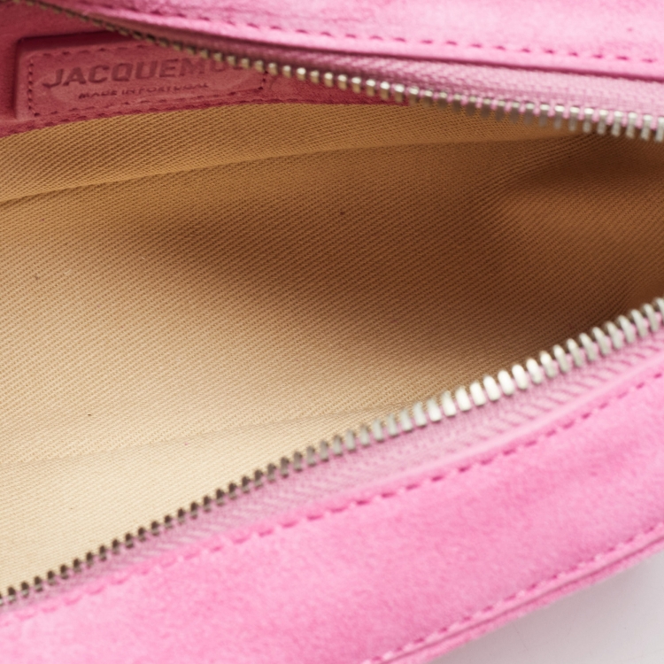 Pre Owned Jacquemus Pink Suede Le Baneto Crossbody Bag