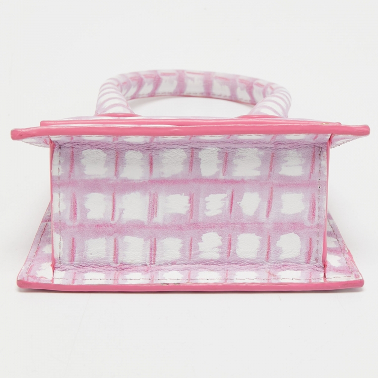 Pre Owned Jacquemus Pink and White Leather Le Chiquito Bag